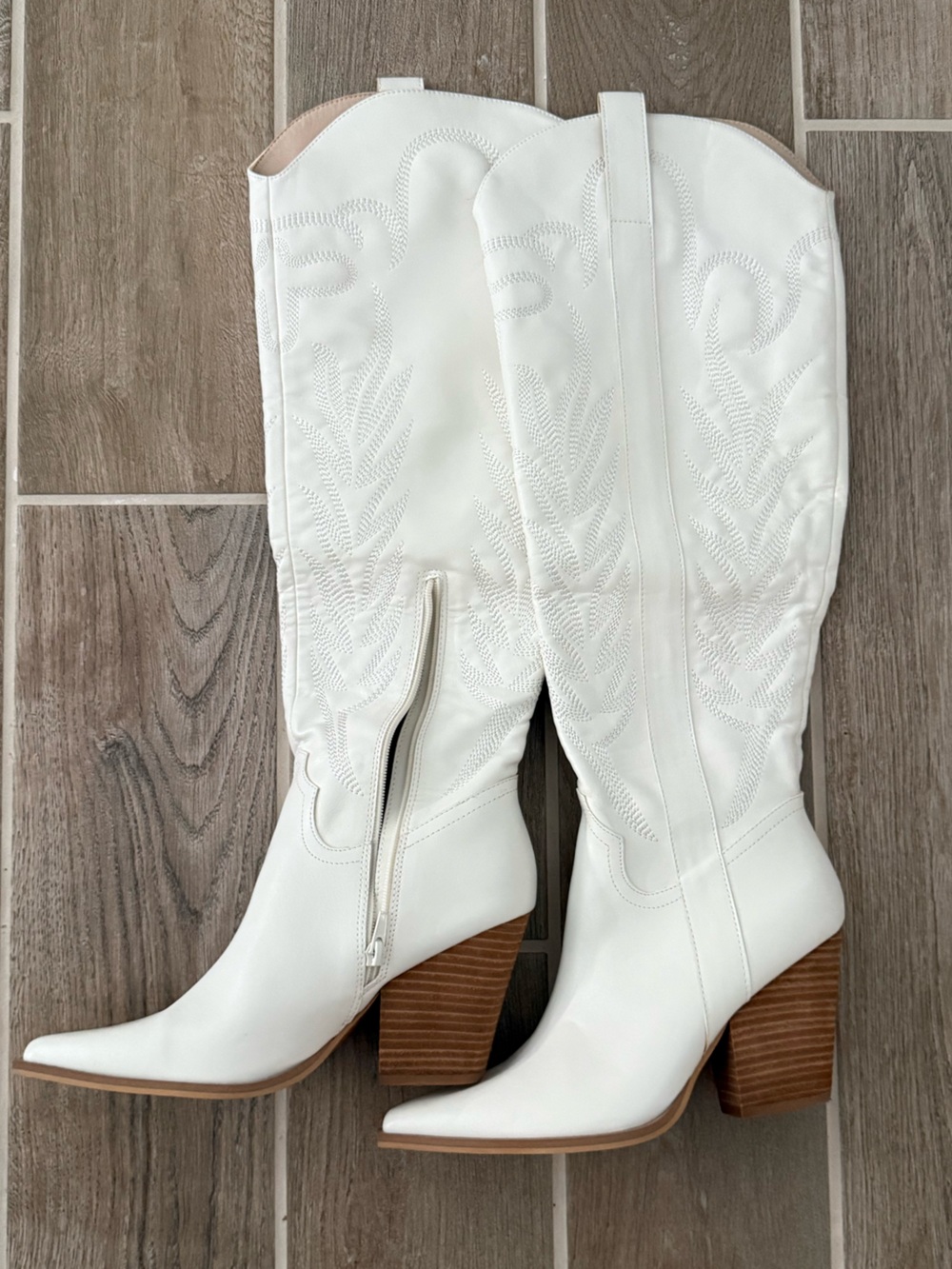 VICI Collection Stylist White Western Knee-High Leather Boots Cowgirl Sz 8.5